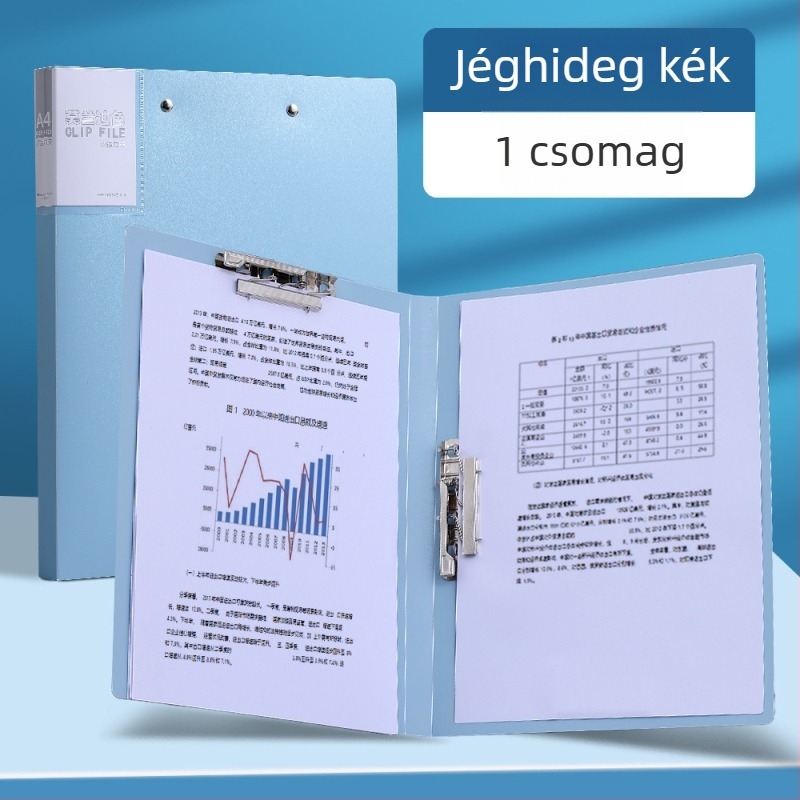 A4-es dokumentumtartó dupla erős csíptetővel, műanyagból, lemez vastagsága 75