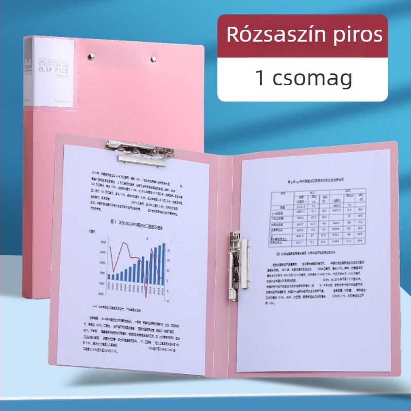 A4-es dokumentumtartó dupla erős csíptetővel, műanyagból, lemez vastagsága 75