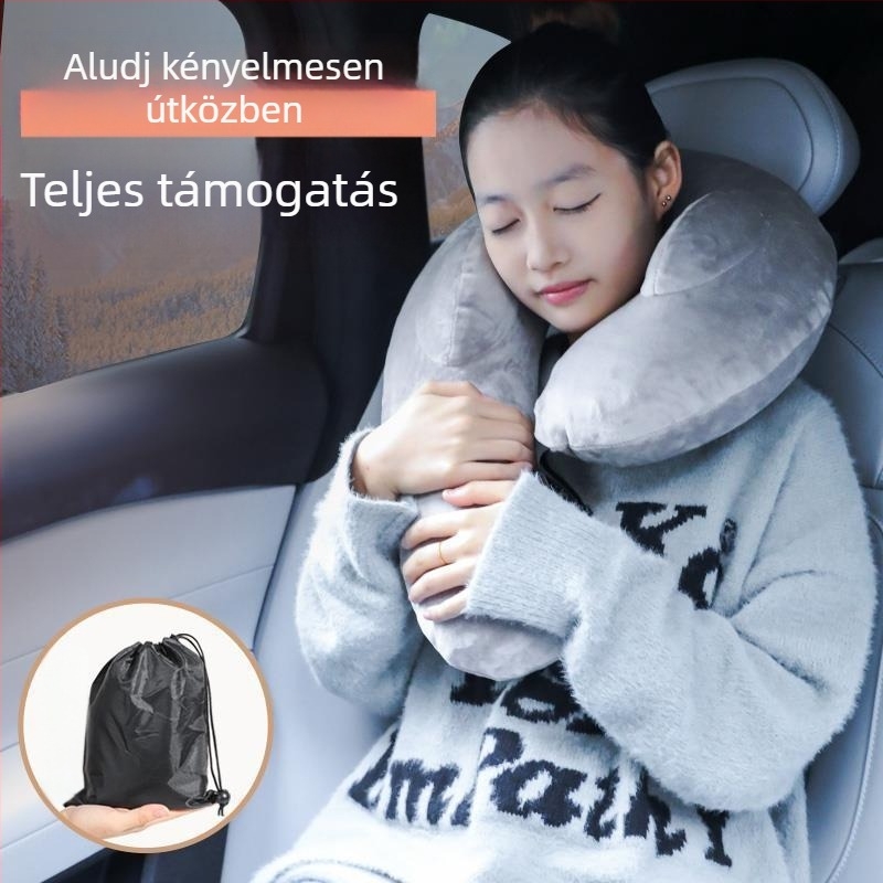 Utazó párna ív alakú, felfújható, PVC környezetbarát anyagból, Modell 6086, Súly 160 g