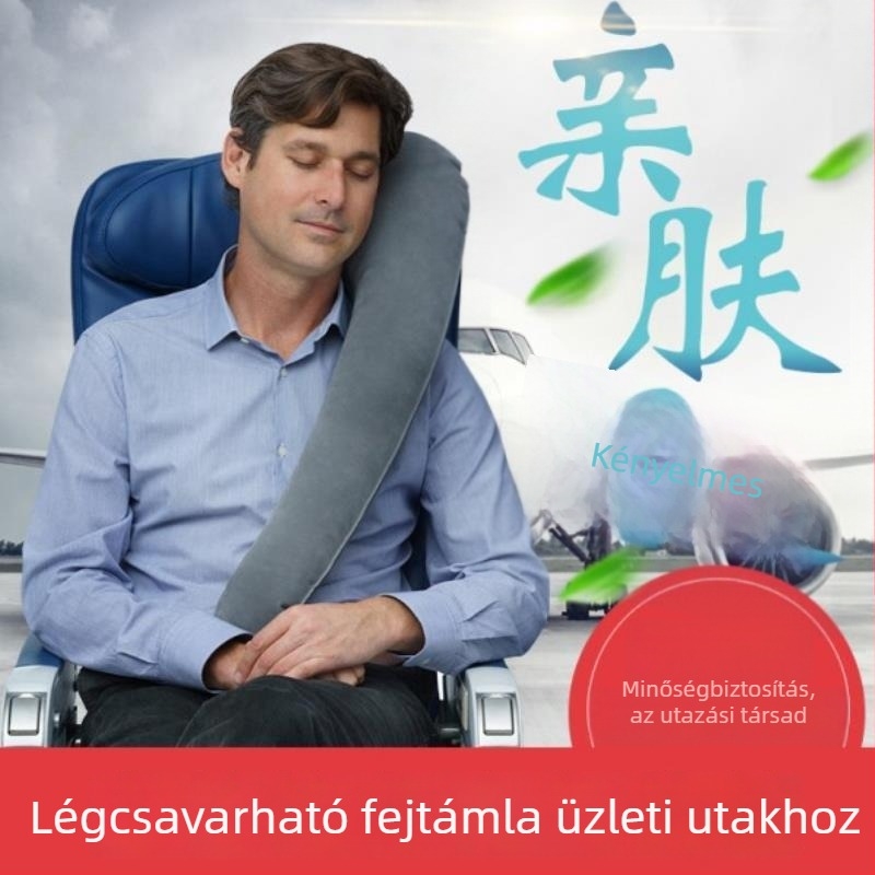 Utazó párna ív alakú, felfújható, PVC környezetbarát anyagból, Modell 6086, Súly 160 g