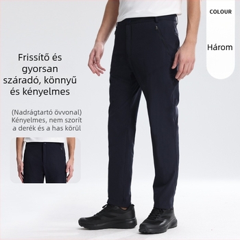Férfi gyorsan száradó túranadrág – nejlon, egyenes szabás, laza illeszkedés, egyszínű, anyag súlya 160 g