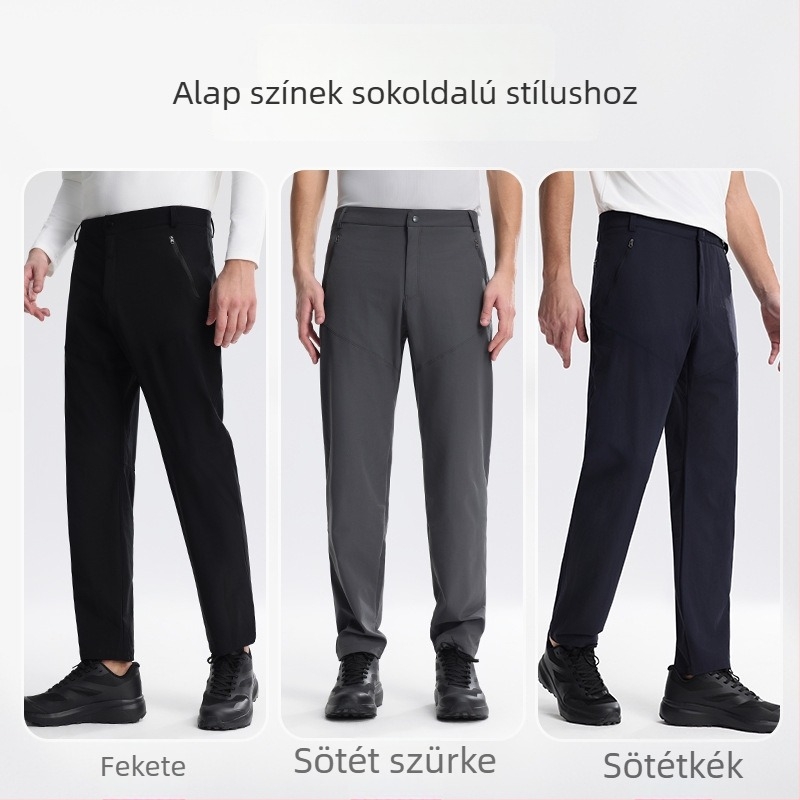 Férfi gyorsan száradó túranadrág – nejlon, egyenes szabás, laza illeszkedés, egyszínű, anyag súlya 160 g