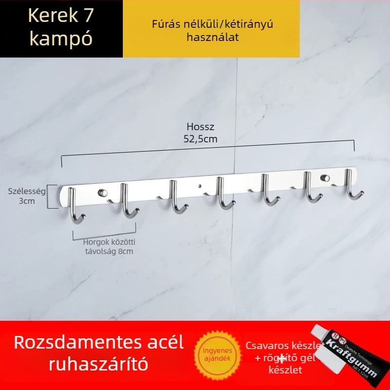 Fúrás nélküli 304 rozsdamentes acél akasztók konyha- és fürdőszoba ajtókhoz — falra szerelhető tároló és ruhatartó, egyszerű, modern stílus, CUPC tanúsítvány
