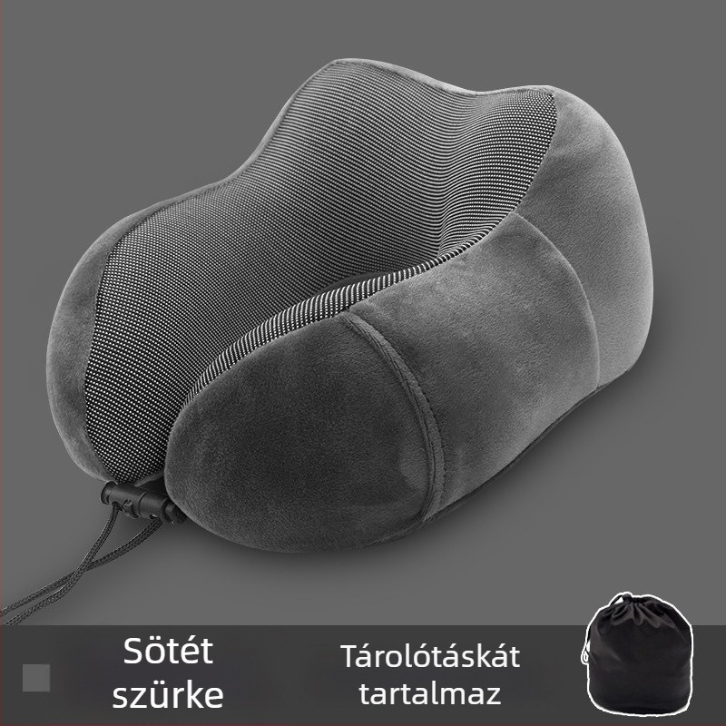 Memóriahabos U-alakú nyakpárna flanel huzattal, utazáshoz