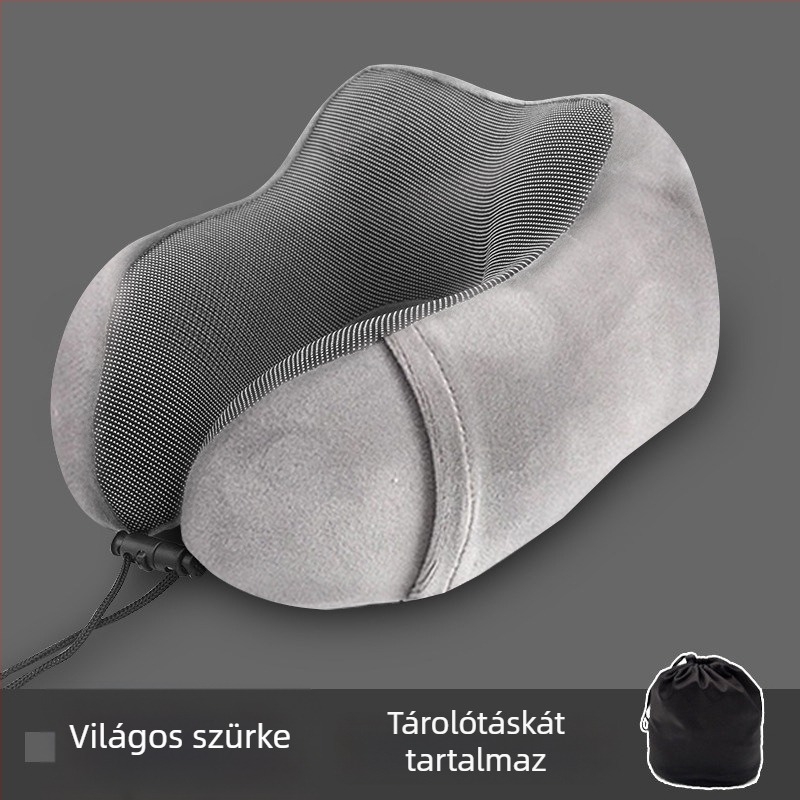 Memóriahabos U-alakú nyakpárna flanel huzattal, utazáshoz