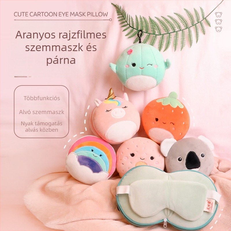 U-alakú utazó nyakpárna szemkötővel, töltet: poliészter rost; anyag: poliészter-pamut keverék; súly: 0–0.5 kg; magasság: 5.1–10 cm
