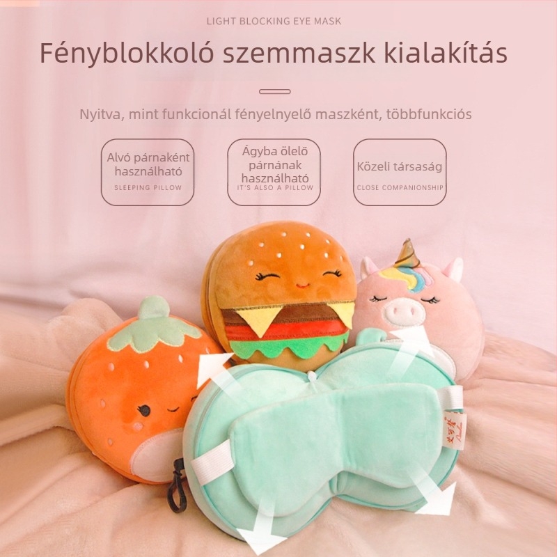 U-alakú utazó nyakpárna szemkötővel, töltet: poliészter rost; anyag: poliészter-pamut keverék; súly: 0–0.5 kg; magasság: 5.1–10 cm