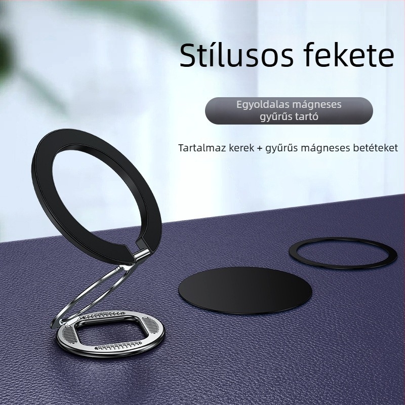Kétoldalú mágneses gyűrűtartó telefonhoz, kerek, fémből készült összecsukható állvány, kreatív és többfunkciós
