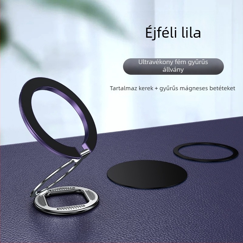 Kétoldalú mágneses gyűrűtartó telefonhoz, kerek, fémből készült összecsukható állvány, kreatív és többfunkciós
