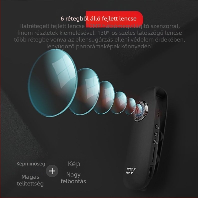 Mellkasra szerelt testkamera – 10x optikai zoom, 1080p felvétel, 5 MP szenzor, Wi-Fi