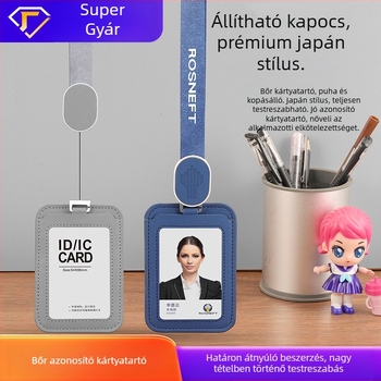 Dolgozói kártyatartó és badge készlet bőrből, modern minimalist design és magáncímke licenceléssel.