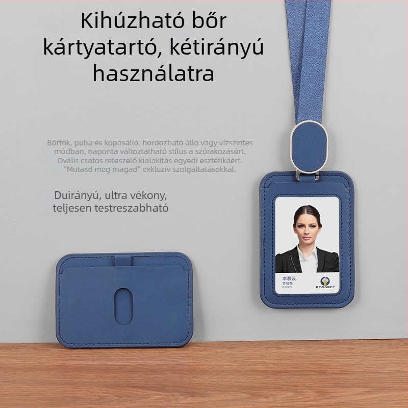  Dolgozói kártyatartó és badge készlet bőrből, modern minimalist design és magáncímke licenceléssel.