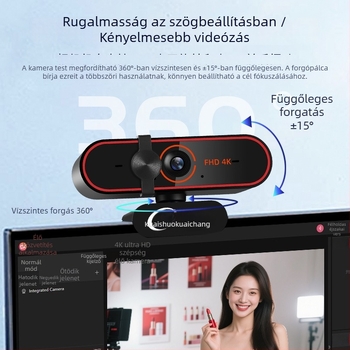 4K USB 2.0 Plug-and-Play Élő Kamera, autofocus, beépített mikrofon, 60FPS
