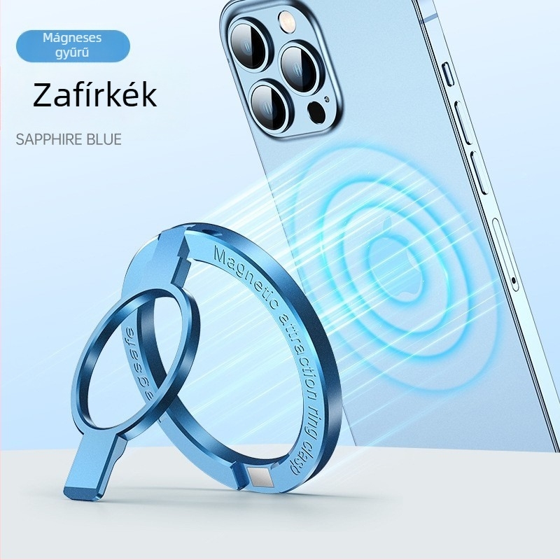 Gyűrűs telefon tartó – 360° forgatható, összecsukható, fém asztali tartó, MagSafe mágneses csatlakozás