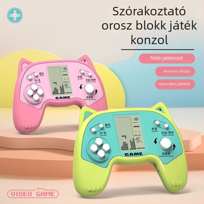 Mini hordozható Tetris játékkonzol gyerekeknek, nosztalgikus retro klasszikus