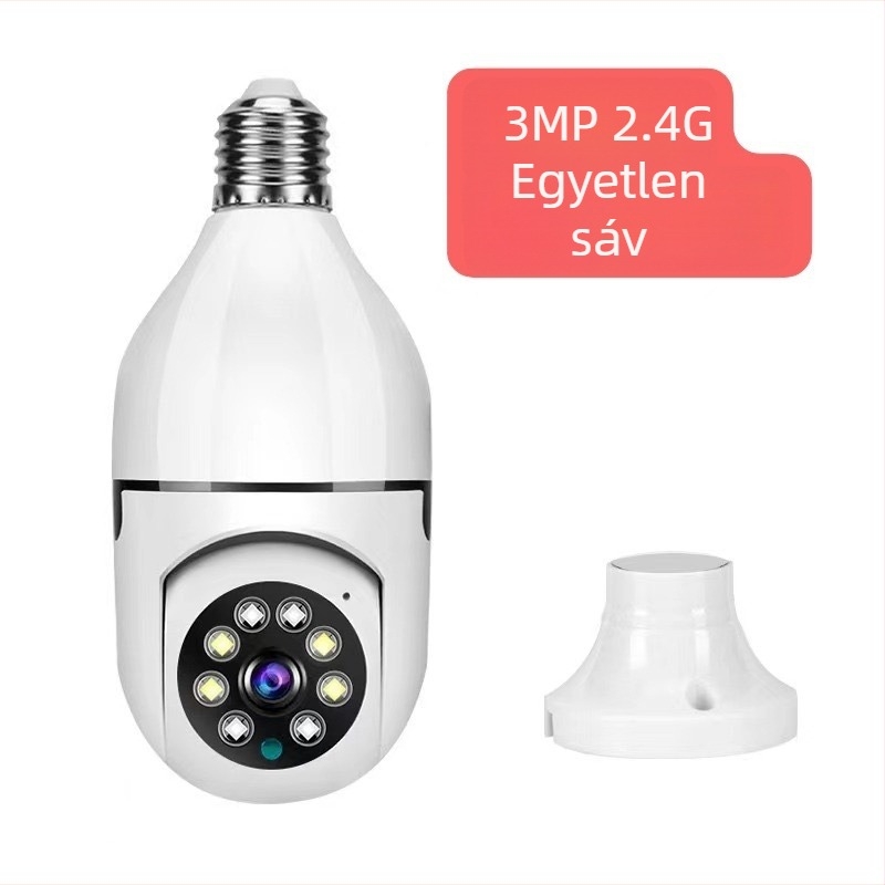 Vezeték nélküli izzó-stílusú kamera, 1080p, 3,6 mm objektív, éjjellátás IR 20 m-ig, tápellátás 110-240V
