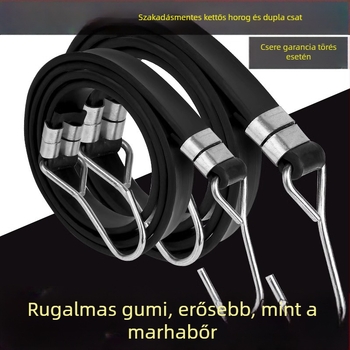 Rugalmas heveder motorkerékpárokhoz és elektromos járművekhez kampókkal és dupla csatokkal