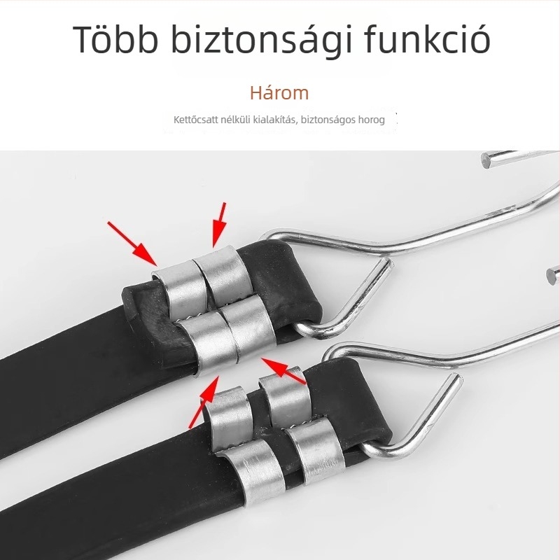 Rugalmas heveder motorkerékpárokhoz és elektromos járművekhez kampókkal és dupla csatokkal