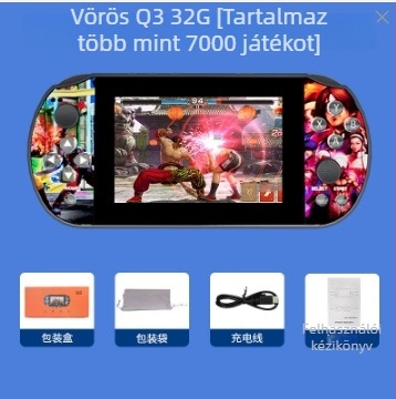 Linux operációs rendszerrel ellátott hordozható játékkonzol, 64GB tárhellyel, 1080p kijelzővel, vezeték nélküli, PS1 klasszikus joystick