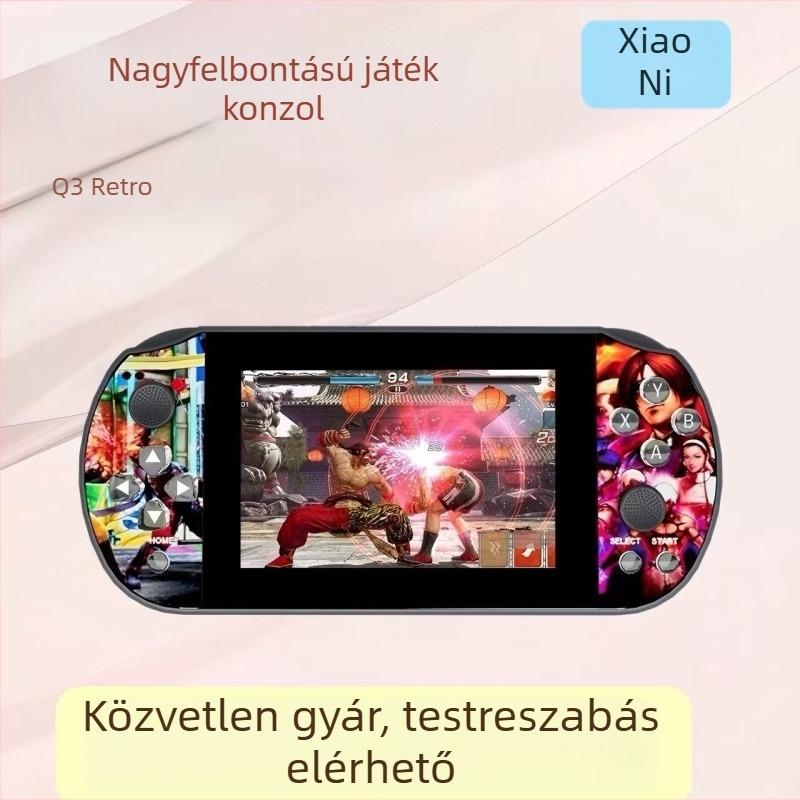 Linux operációs rendszerrel ellátott hordozható játékkonzol, 64GB tárhellyel, 1080p kijelzővel, vezeték nélküli, PS1 klasszikus joystick