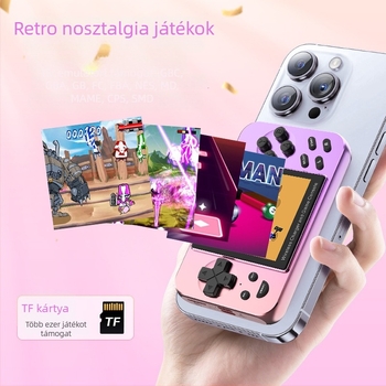 Retro kézi játék konzol beépített játékokkal, 5000mAh mágneses vezeték nélküli töltés, USB Type-C OTG, kábeles csatlakozás, MP4 videólejátszó