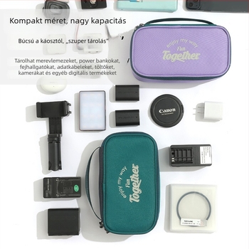 Elektronikus kiegészítők tároló táska, modell Big, poliészter, különválasztott rekeszek, power bank számára, utazáshoz