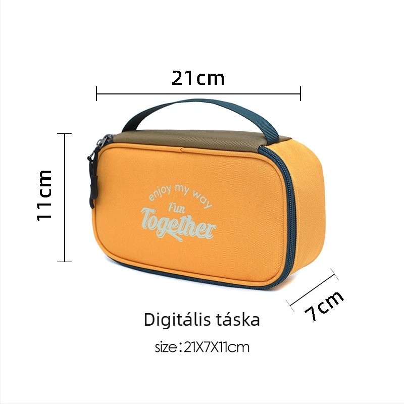 Elektronikus kiegészítők tároló táska, modell Big, poliészter, különválasztott rekeszek, power bank számára, utazáshoz