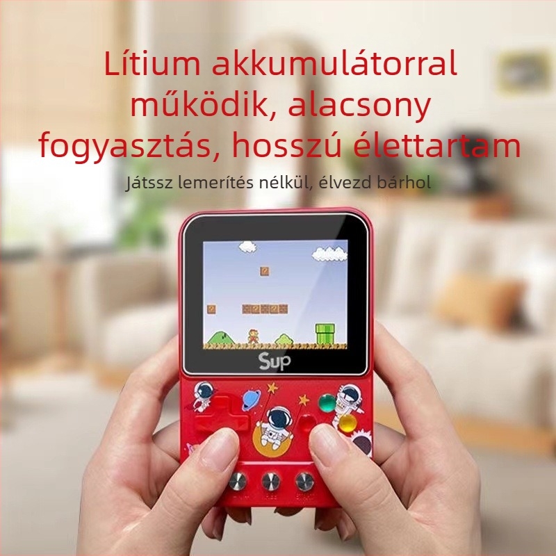 F5 hordozható játékkonzol nagy HD kijelzővel, nosztalgikus retró arcade klasszikusok a gyerekkori emlékekért, 500 játék egyben