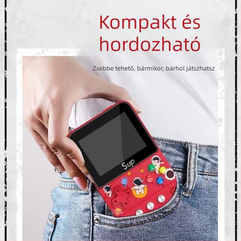 F5 hordozható játékkonzol nagy HD kijelzővel, nosztalgikus retró arcade klasszikusok a gyerekkori emlékekért, 500 játék egyben