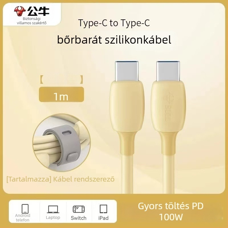 Bull USB-C adatkábel, biztonságos gyors töltés, 60W max, PVC