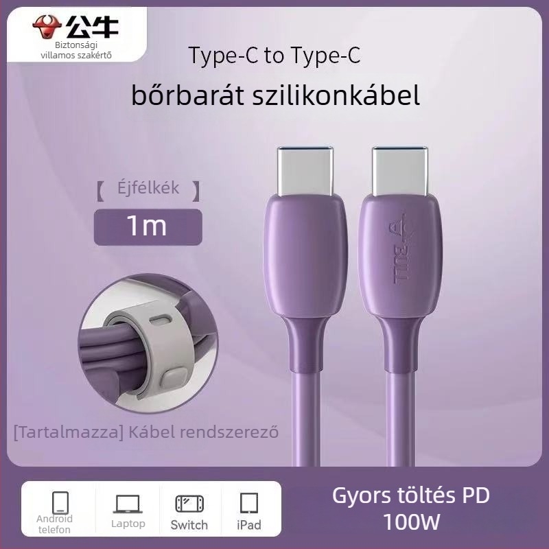 Bull USB-C adatkábel, biztonságos gyors töltés, 60W max, PVC