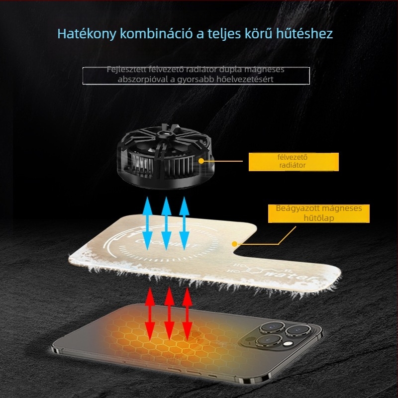 Mobiltelefon párologó kamra hűtő radiátor hőcsővel, alumínium ötvözet, 9W, 20g