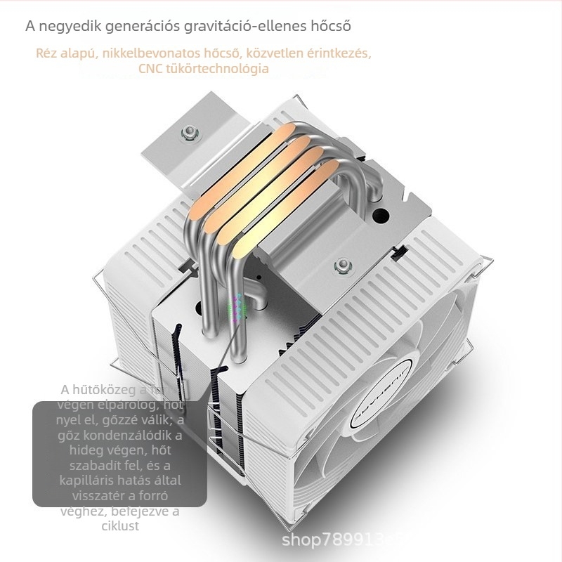 Jiushark CPU hűtő JF150RS - Egytoronyos, kettős ventilátoros, 4 hőcső, hidraulikus csapágy, levegőhűtés, kompatibil a 12. generációval