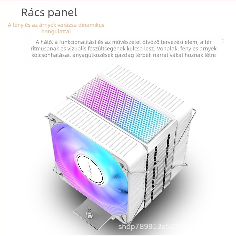 Jiushark CPU hűtő JF150RS - Egytoronyos, kettős ventilátoros, 4 hőcső, hidraulikus csapágy, levegőhűtés, kompatibil a 12. generációval