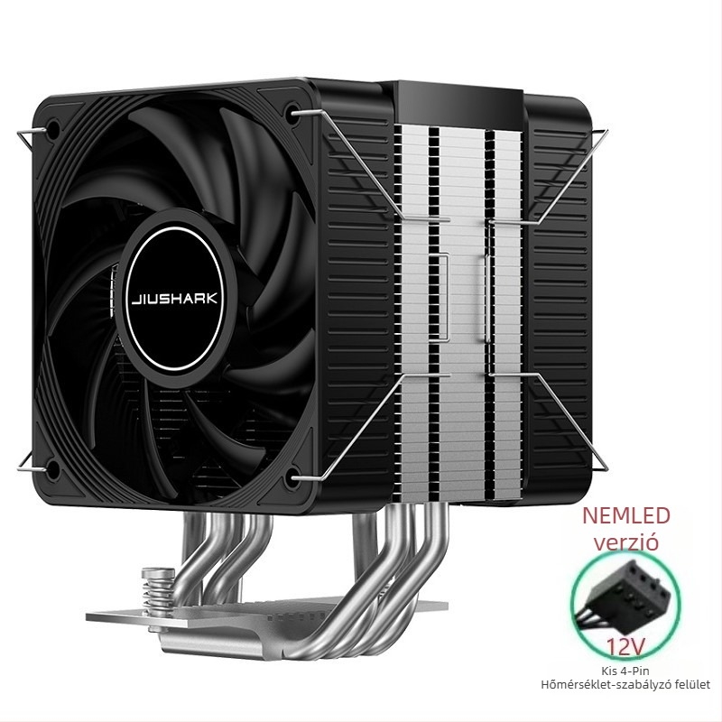 Jiushark CPU hűtő JF150RS - Egytoronyos, kettős ventilátoros, 4 hőcső, hidraulikus csapágy, levegőhűtés, kompatibil a 12. generációval