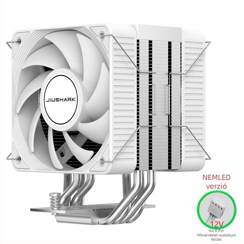 Jiushark CPU hűtő JF150RS - Egytoronyos, kettős ventilátoros, 4 hőcső, hidraulikus csapágy, levegőhűtés, kompatibil a 12. generációval