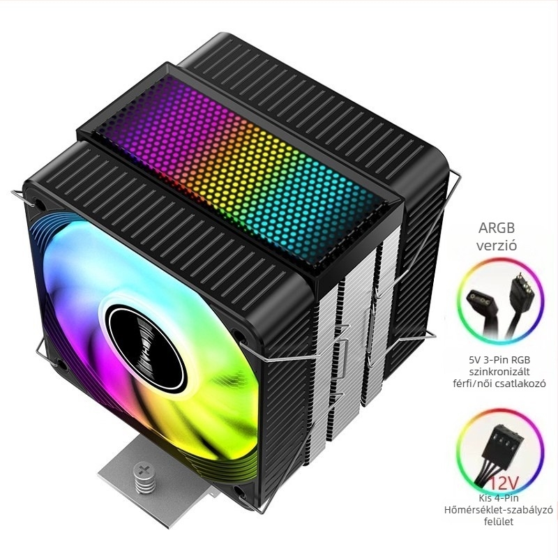 Jiushark CPU hűtő JF150RS - Egytoronyos, kettős ventilátoros, 4 hőcső, hidraulikus csapágy, levegőhűtés, kompatibil a 12. generációval