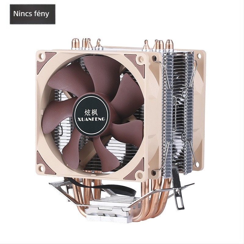 CPU hűtőtorony, 4 rézcső, réz- és alumínium ötvözet, hidraulikus csapágy (2000 RPM, 25 dB)