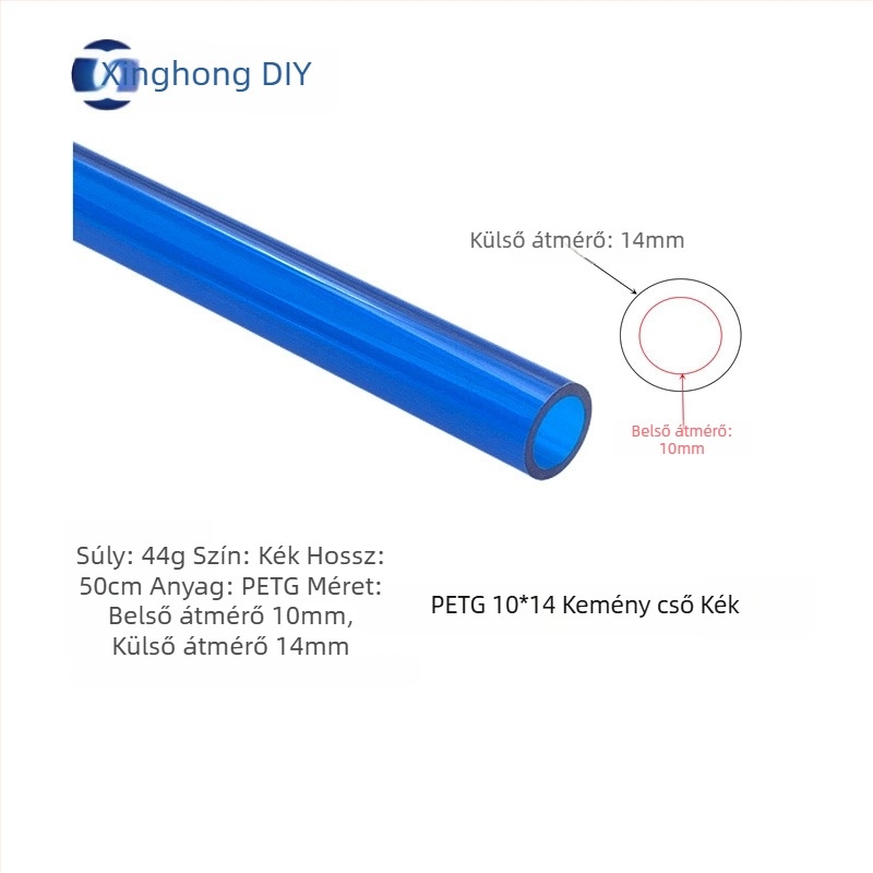 XHDIY PETG merevcső vízhűtéshez, keresztmetszet 10×14, Quick-Twist csatlakozás