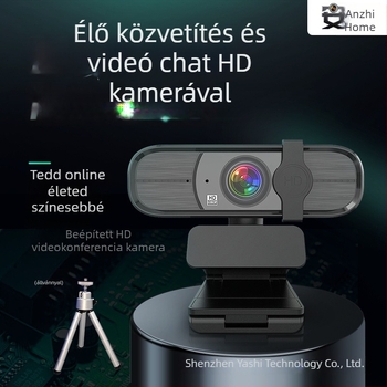 Anzhijia A30 USB webkamera, 1080p HD videó, beépített mikrofon, 2 MP szenzor, USB 2.0, fix fókusz