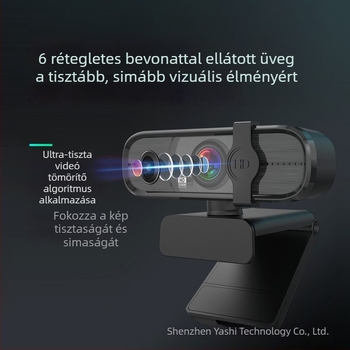 Anzhijia A30 USB webkamera, 1080p HD videó, beépített mikrofon, 2 MP szenzor, USB 2.0, fix fókusz