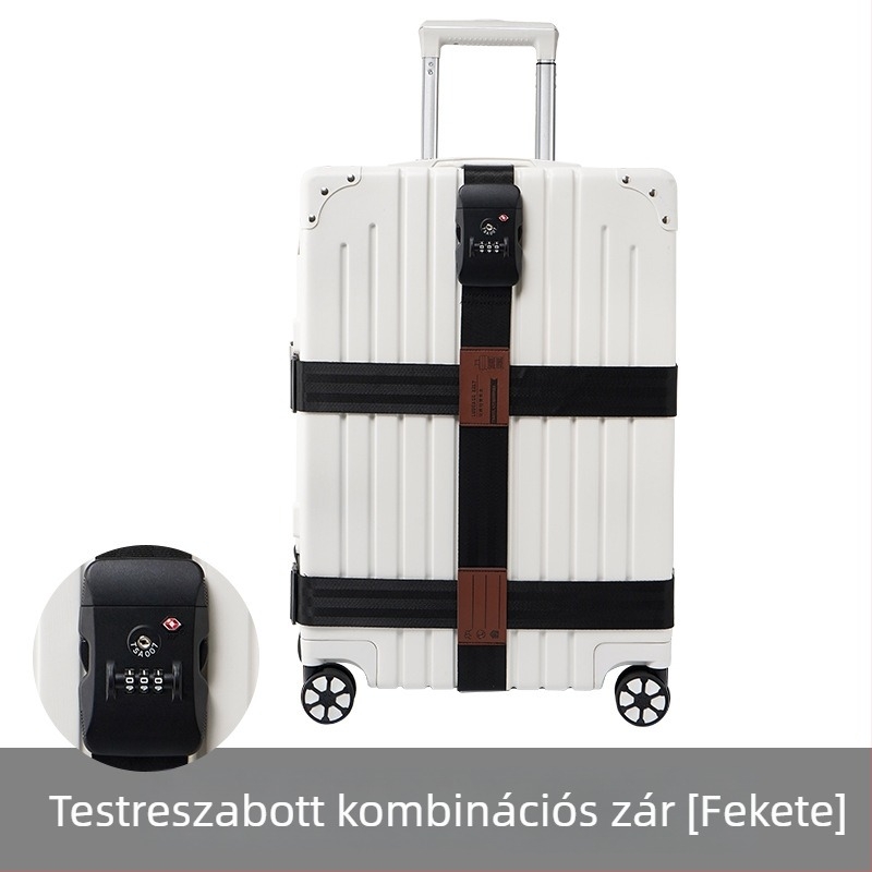 Nylon poggyászpánt keresztezett dizájnnal, anti-tolvaj funkció, rögzített csatokkal, vámkódzár