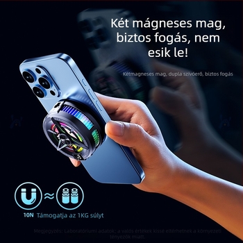Okostelefonnal hűtő félvezető hűtéssel, rendkívül csendes, mágneses rögzítés, három sebesség, modell SR02 Pro-5, 15W Type-C