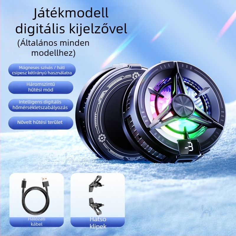 Okostelefonnal hűtő félvezető hűtéssel, rendkívül csendes, mágneses rögzítés, három sebesség, modell SR02 Pro-5, 15W Type-C