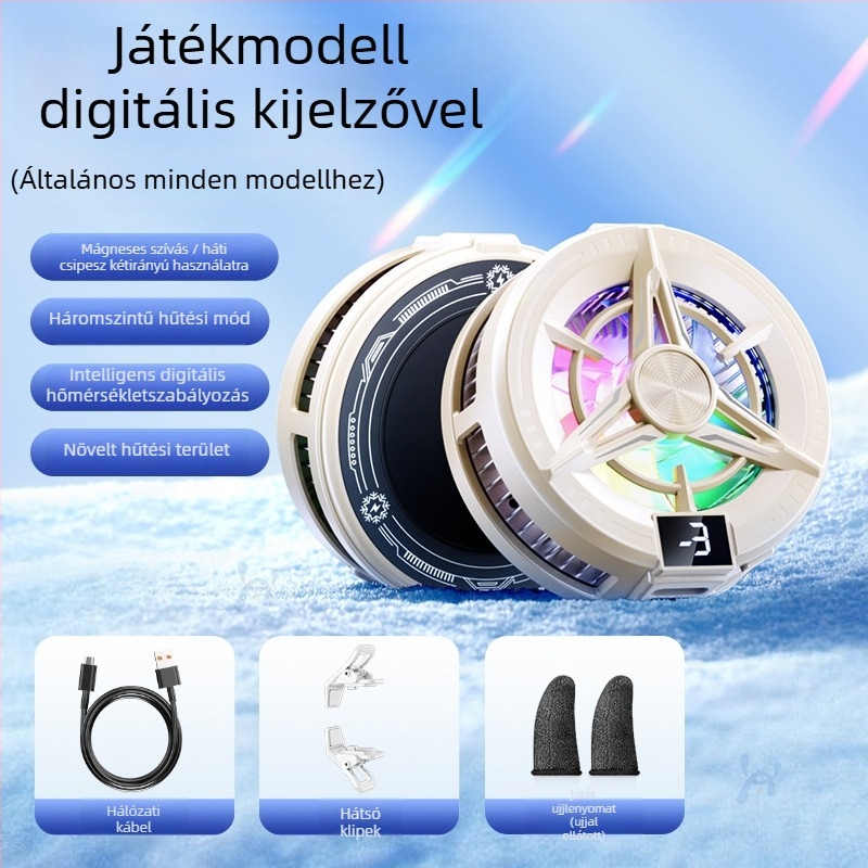 Okostelefonnal hűtő félvezető hűtéssel, rendkívül csendes, mágneses rögzítés, három sebesség, modell SR02 Pro-5, 15W Type-C