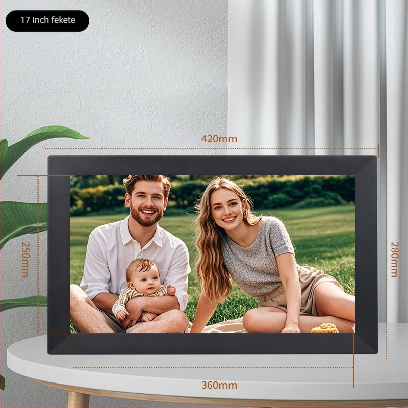 WiFi-s digitális fotókeret érintőképernyővel és felhőgalériával, 1440x900 felbontás, 32GB tárhely, SD/USB támogatás, Modell GZ185