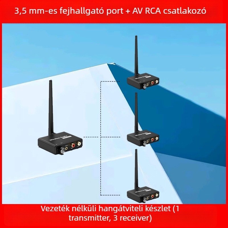 2.4G vezeték nélküli audió átviteli adó vevővel – 1080P, csomag: adó + vevő + kézikönyv