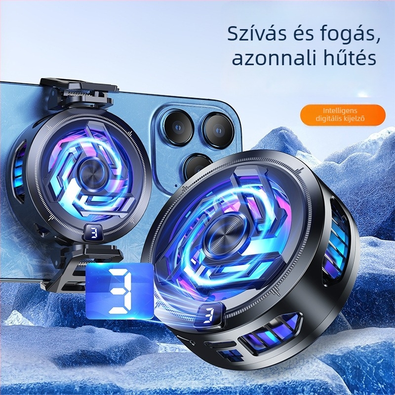 Mobiltelefon hűtő mágneses rögzítéssel és félvezető hűtéssel — SR17, 10W USB-C, ABS ház, 65 g