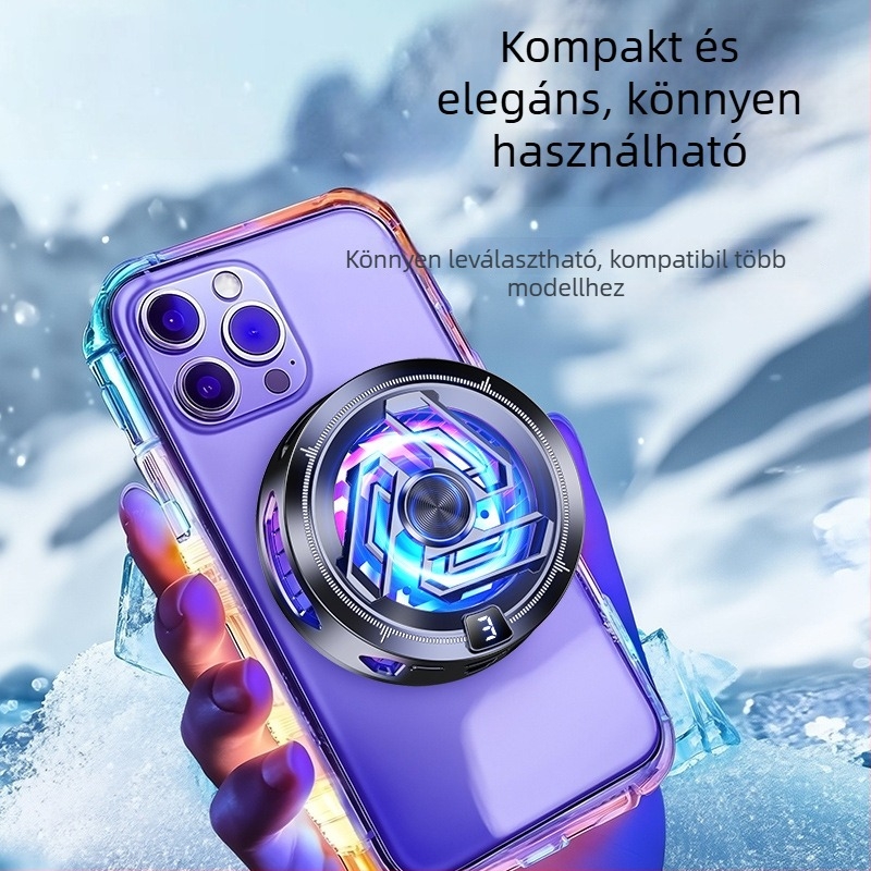 Mobiltelefon hűtő mágneses rögzítéssel és félvezető hűtéssel — SR17, 10W USB-C, ABS ház, 65 g