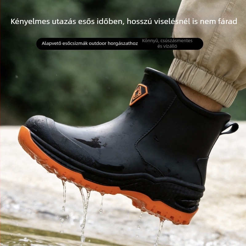 Xunlai férfi rövid esőcipő – PVC felső rész, EVA talpbetét, slip-on, minden évszakra